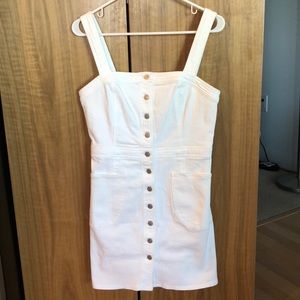 White Overall Dress with Pockets